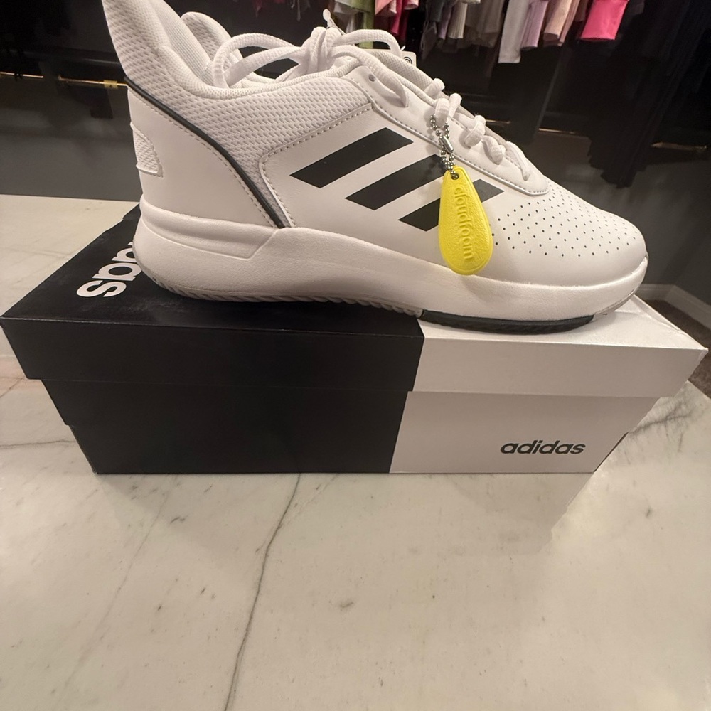 Adidas CourtSmash White and Black Tennis Shoes